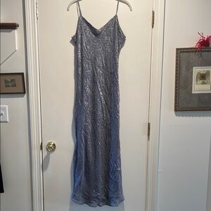 Carole Little Charcoal Maxi  Velvet Cocktail Empire Vintage Double Layer Dress